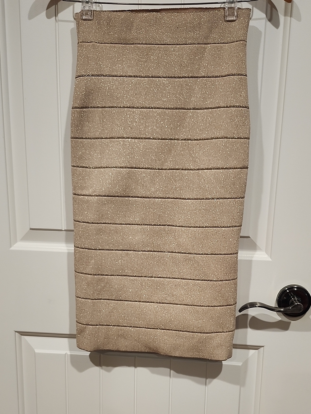 BCBGMaxAzria Metallic Gold-Tone Band Pencil Skirt